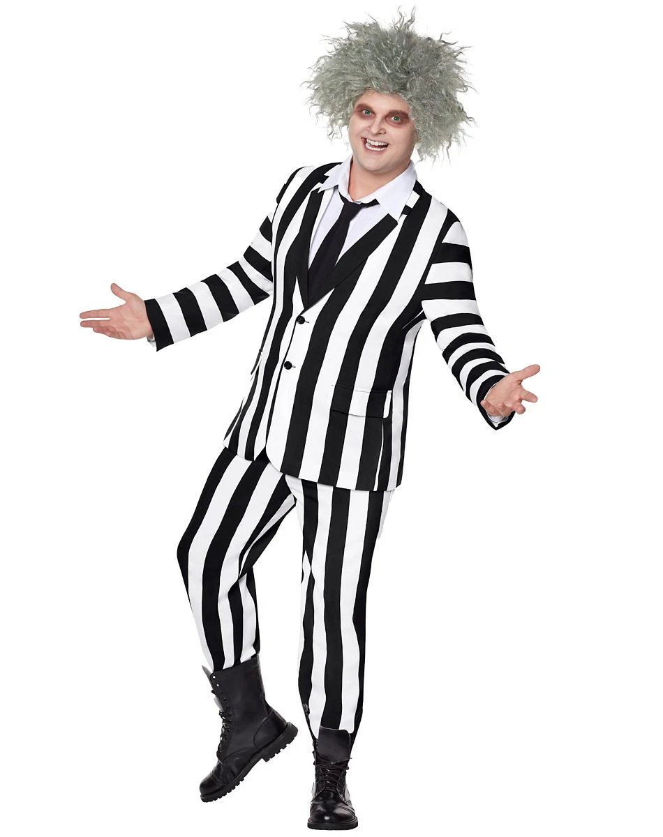 Spirit Halloween Adult Beetlejuice Striped Plus Size Suit 3 Spirit Halloween Adult Beetlejuice Striped Plus Size Suit