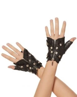 Spirit Halloween Studded Punk Rock Fingerless Gloves