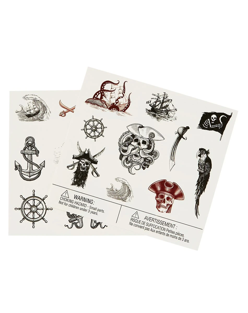 Spirit Halloween Pirate Temporary Tattoos 3 Spirit Halloween Pirate Temporary Tattoos