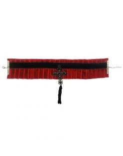 Spirit Halloween Vampire Pleated Cross Choker Necklace