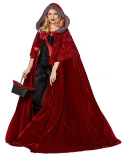 Spirit Halloween Adult Faux Fur Red Riding Hood Cape Deluxe