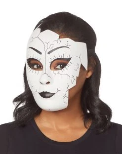 Spirit Halloween Broken Doll Half Mask -HALLOWEEN COSTUMES Sales 01497213 c