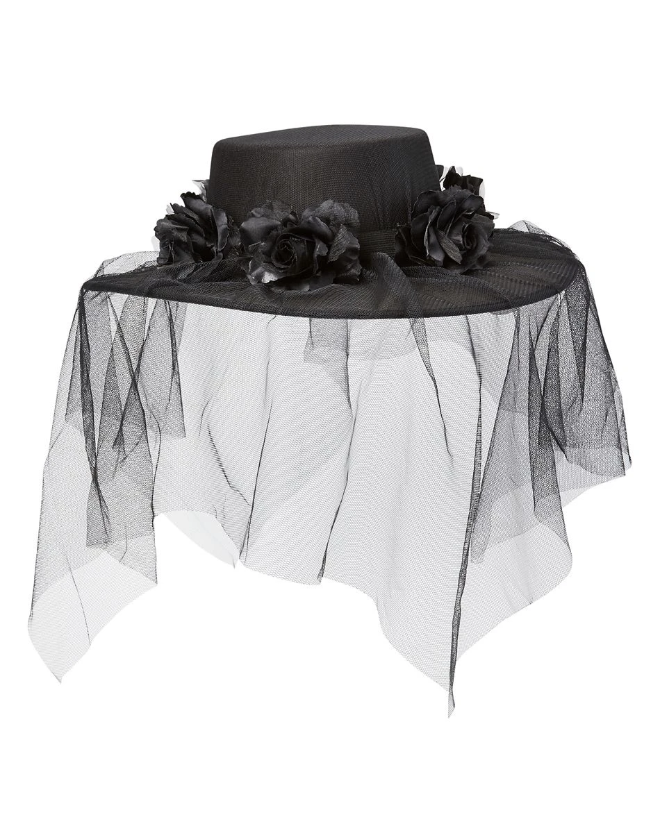 Spirit Halloween Black Veiled Day of the Dead Flower Hat 3 Spirit Halloween Black Veiled Day of the Dead Flower Hat