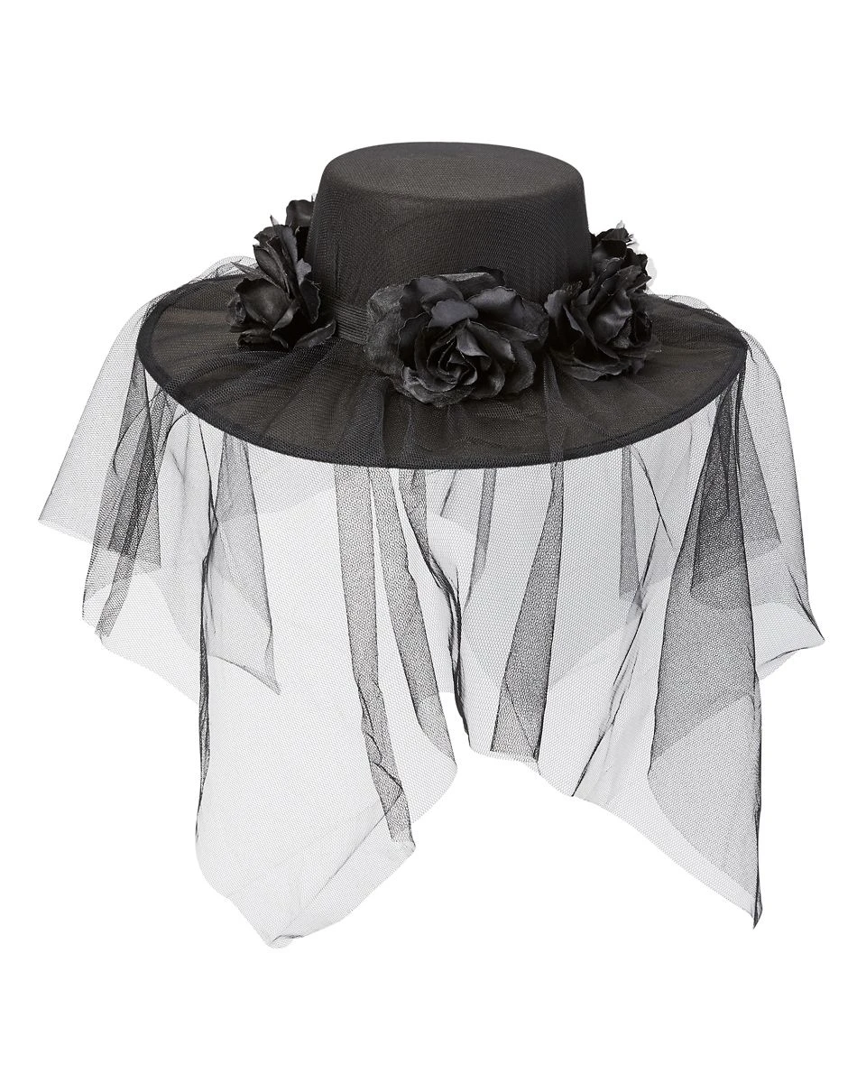 Spirit Halloween Black Veiled Day of the Dead Flower Hat 4 Spirit Halloween Black Veiled Day of the Dead Flower Hat - Image 2