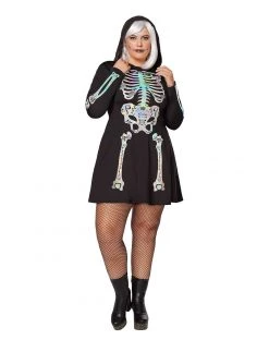 Spirit Halloween Adult Skeleton Hooded Plus Size Dress
