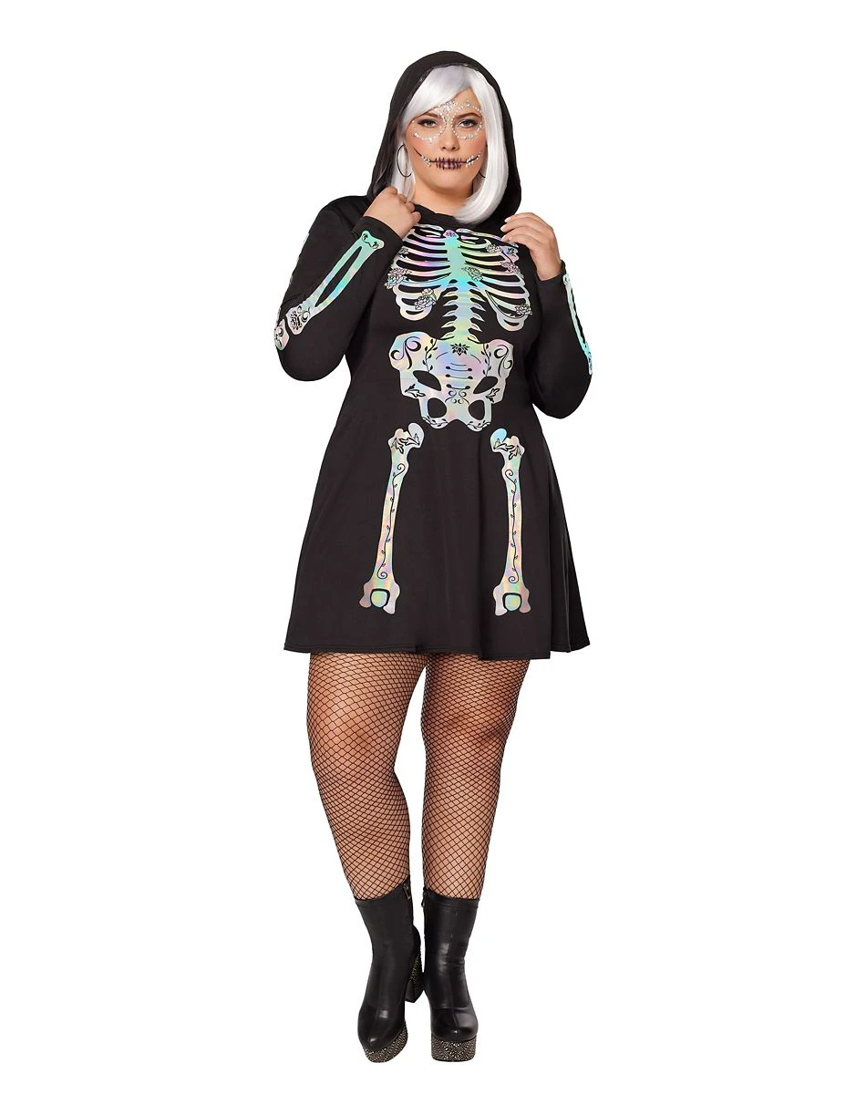Spirit Halloween Adult Skeleton Hooded Plus Size Dress 3 Spirit Halloween Adult Skeleton Hooded Plus Size Dress
