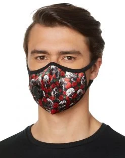 Spirit Halloween Skull and Roses Face Mask