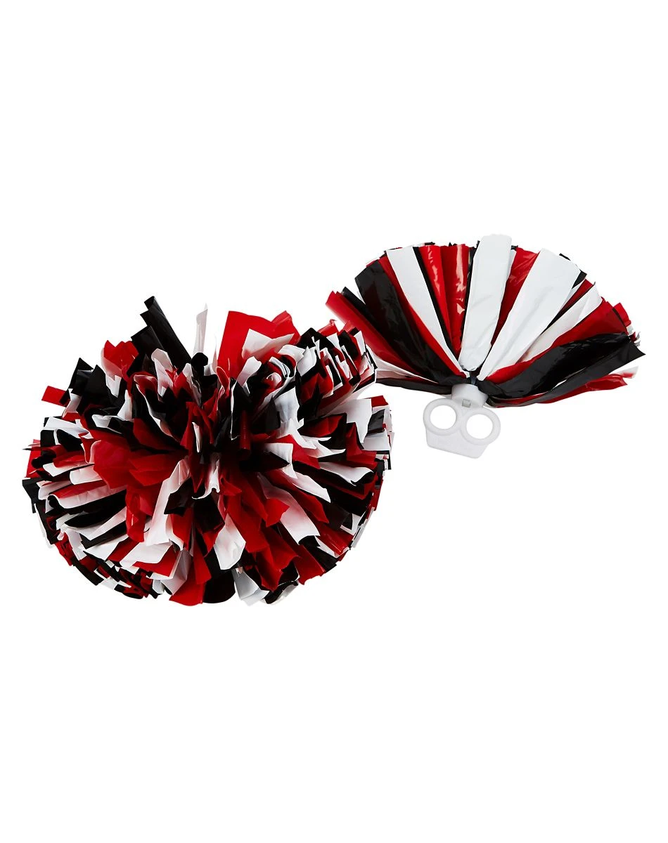 Spirit Halloween Red Black and White Cheerleader Pom Poms 3 Spirit Halloween Red Black and White Cheerleader Pom Poms
