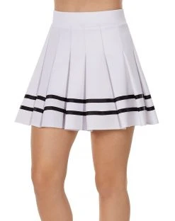 Spirit Halloween White Striped Pleated Cheerleader Skirt