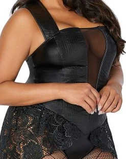 Spirit Halloween Adult Faux Leather and Lace Plus Size Bodysuit 7 Spirit Halloween Adult Faux Leather and Lace Plus Size Bodysuit -HALLOWEEN COSTUMES Sales 01522531 c