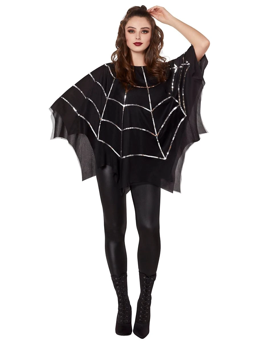 Spirit Halloween Adult Sequin Spider Web Poncho 3 Spirit Halloween Adult Sequin Spider Web Poncho