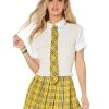 Spirit Halloween Yellow Plaid Schoolgirl Tie -HALLOWEEN COSTUMES Sales 01527084 a