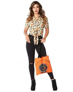 Spirit Halloween Adult Vintage Halloween Icon Tie Front Shirt and Tote Bag
