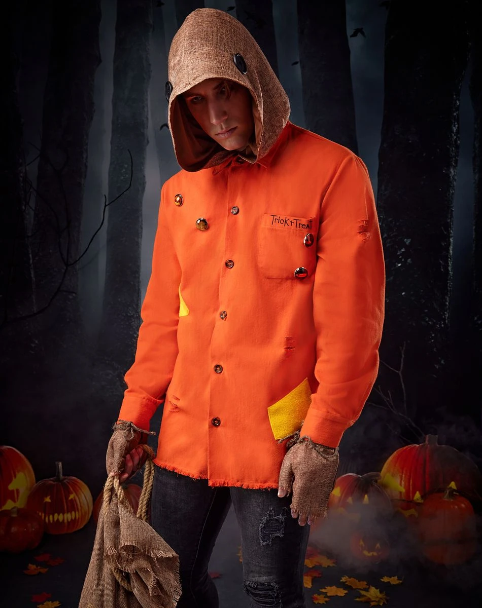 Spirit Halloween Sam Hooded Button-Up Shirt - Trick 'r Treat 3 Spirit Halloween Sam Hooded Button-Up Shirt - Trick 'r Treat