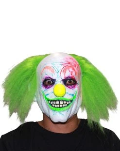 Spirit Halloween Neon Green Hair Clown Full Mask