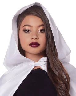 Spirit Halloween Kids White Hooded Cape -HALLOWEEN COSTUMES Sales 01554500 c