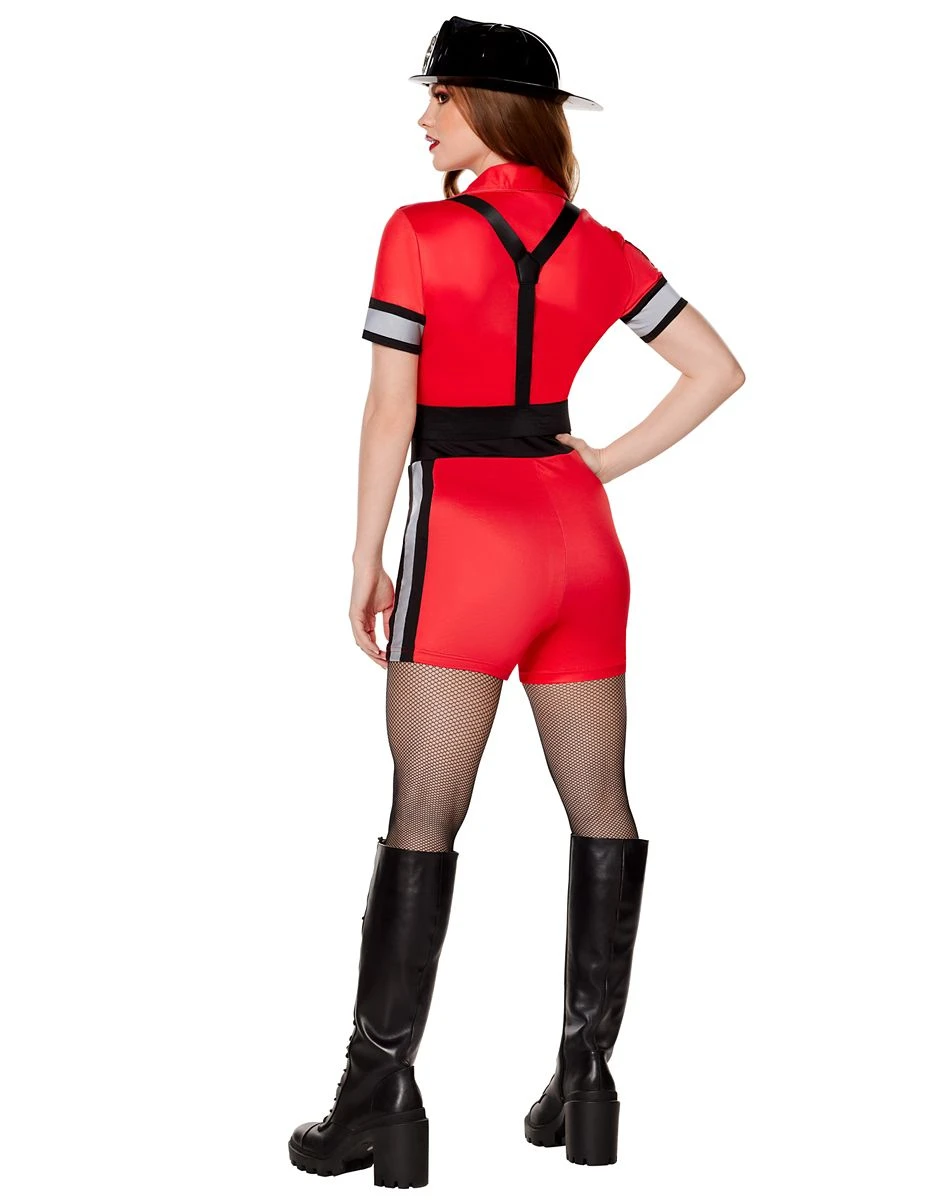 Spirit Halloween Adult Firefighter Romper Costume 4 Spirit Halloween Adult Firefighter Romper Costume - Image 2