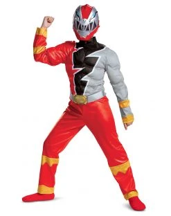 Spirit Halloween Kids Red Ranger Muscle Costume - Power Rangers Dino Fury