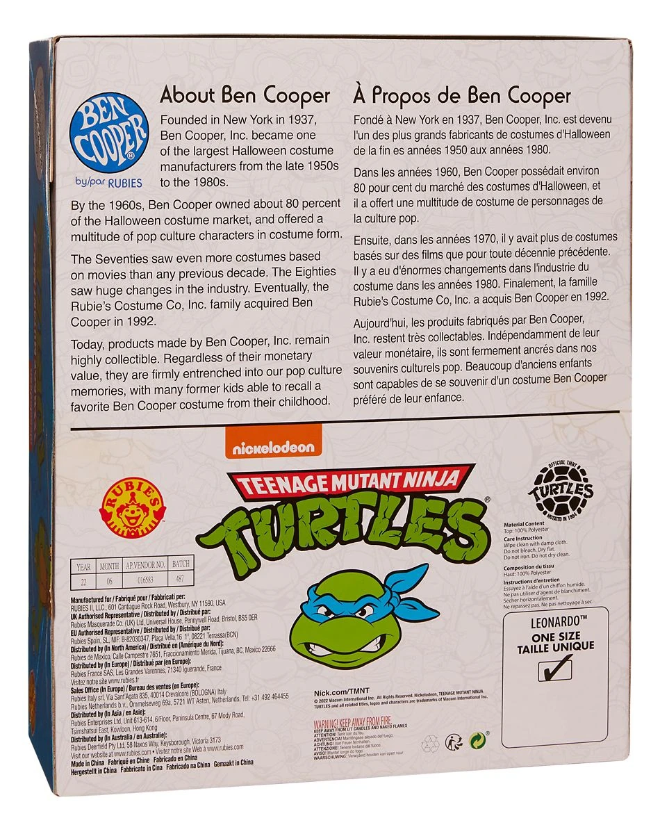 Spirit Halloween Adult Leonardo Teenage Mutant Ninja Turtles Costume Kit - Ben Cooper 4 Spirit Halloween Adult Leonardo Teenage Mutant Ninja Turtles Costume Kit - Ben Cooper - Image 2