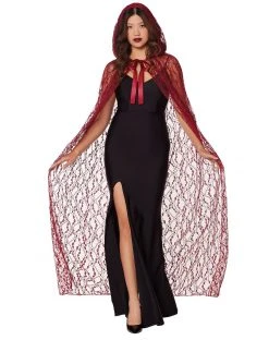 Spirit Halloween Adult Burgundy Lace Cape