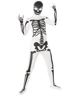 Spirit Halloween Black and White Skeleton Skin Suit Costume