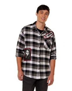 Spirit Halloween Adult Ghost Face Flannel Shirt