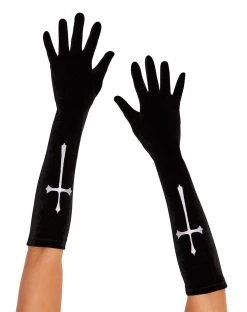 Spirit Halloween Black Gothic Cross Gloves