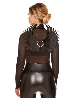 Spirit Halloween Black Faux Leather Fallen Angel Wings