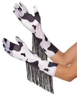 Spirit Halloween Western Cow Print Fringe Gloves