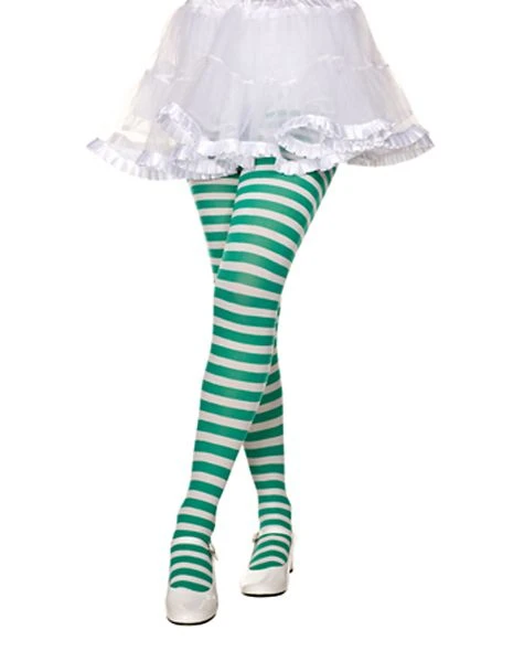 Spirit Halloween Girls Green and White Striped Tights 3 Spirit Halloween Girls Green and White Striped Tights