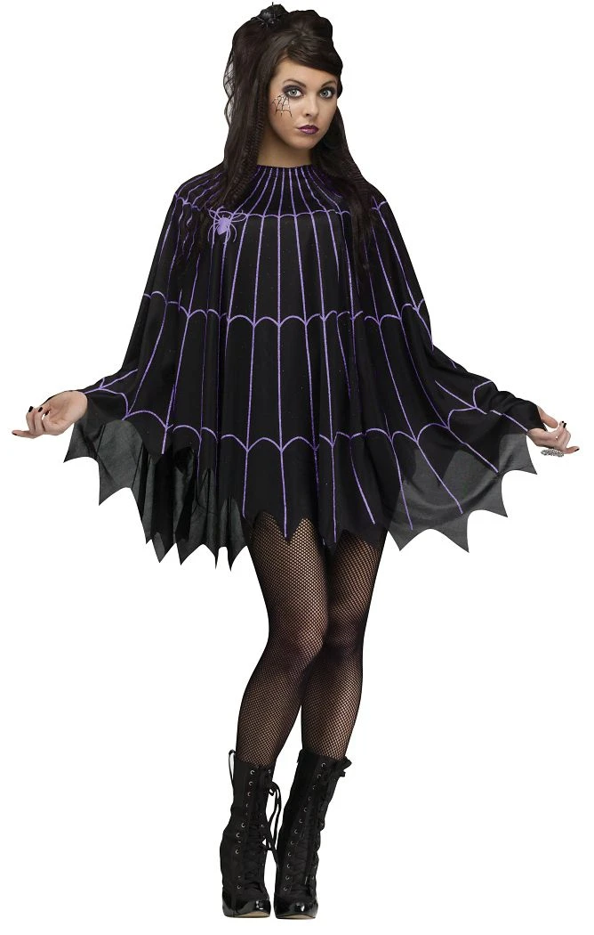 Spirit Halloween Spider Web Black and Purple Poncho 3 Spirit Halloween Spider Web Black and Purple Poncho