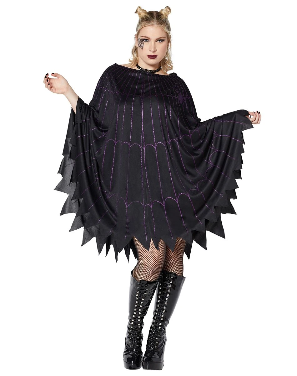 Spirit Halloween Spider Web Black and Purple Poncho 4 Spirit Halloween Spider Web Black and Purple Poncho - Image 2