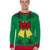 Spirit Halloween Adult Singing Light Up Bell Ugly Christmas Sweater -HALLOWEEN COSTUMES Sales 07440654 a